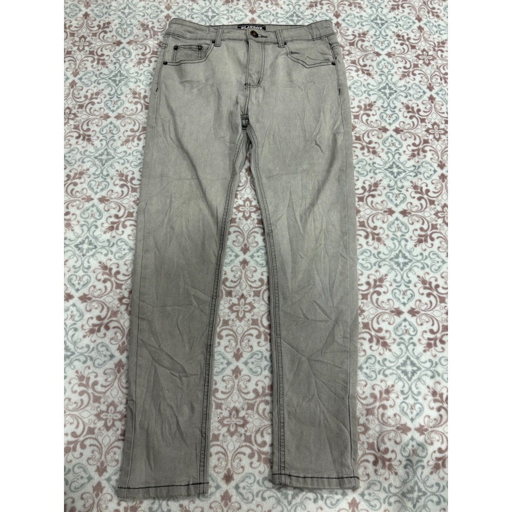 Playboy Mens Gray Straight Leg Denim Jeans Contrast Stitch Size 32x29